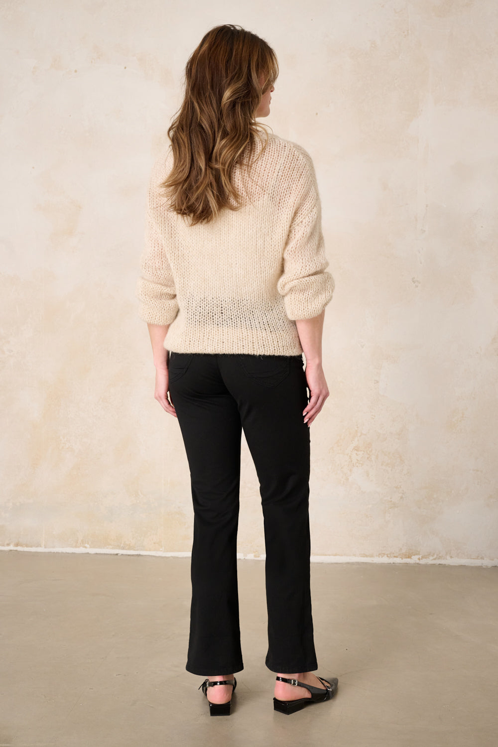 Merle Straight Leg Trousers – Painter Black & Cotton Stretch, Mid-Rise
