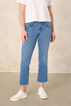 Merle Straight Leg Jeans - Meisenblau & Soft Denim, mittlere Leibhöhe