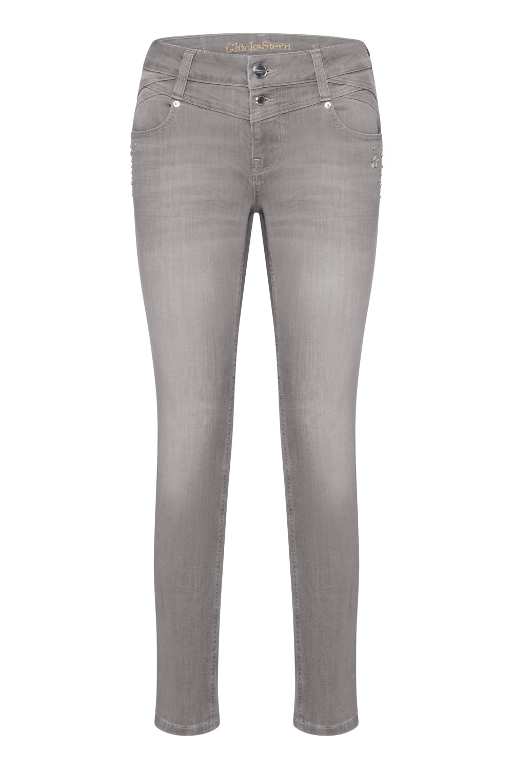 Merle – Slim Fit Hose in Glitzergrau mit mittlerer Leibhöhe