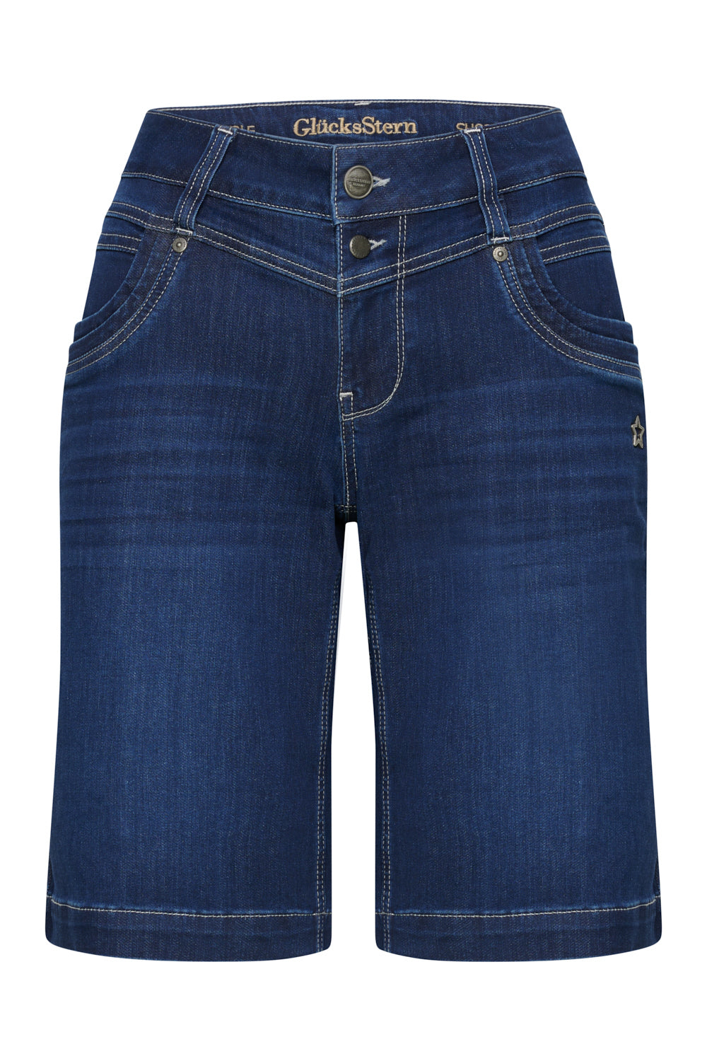 Merle Straight Leg Bermuda – Atlantikblau & kühlender Denim, mittlere Leibhöhe