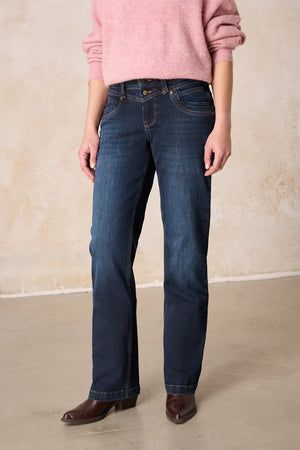 Merle Straight Leg Jeans – Granite Blue & Soft Denim, Mid-Rise