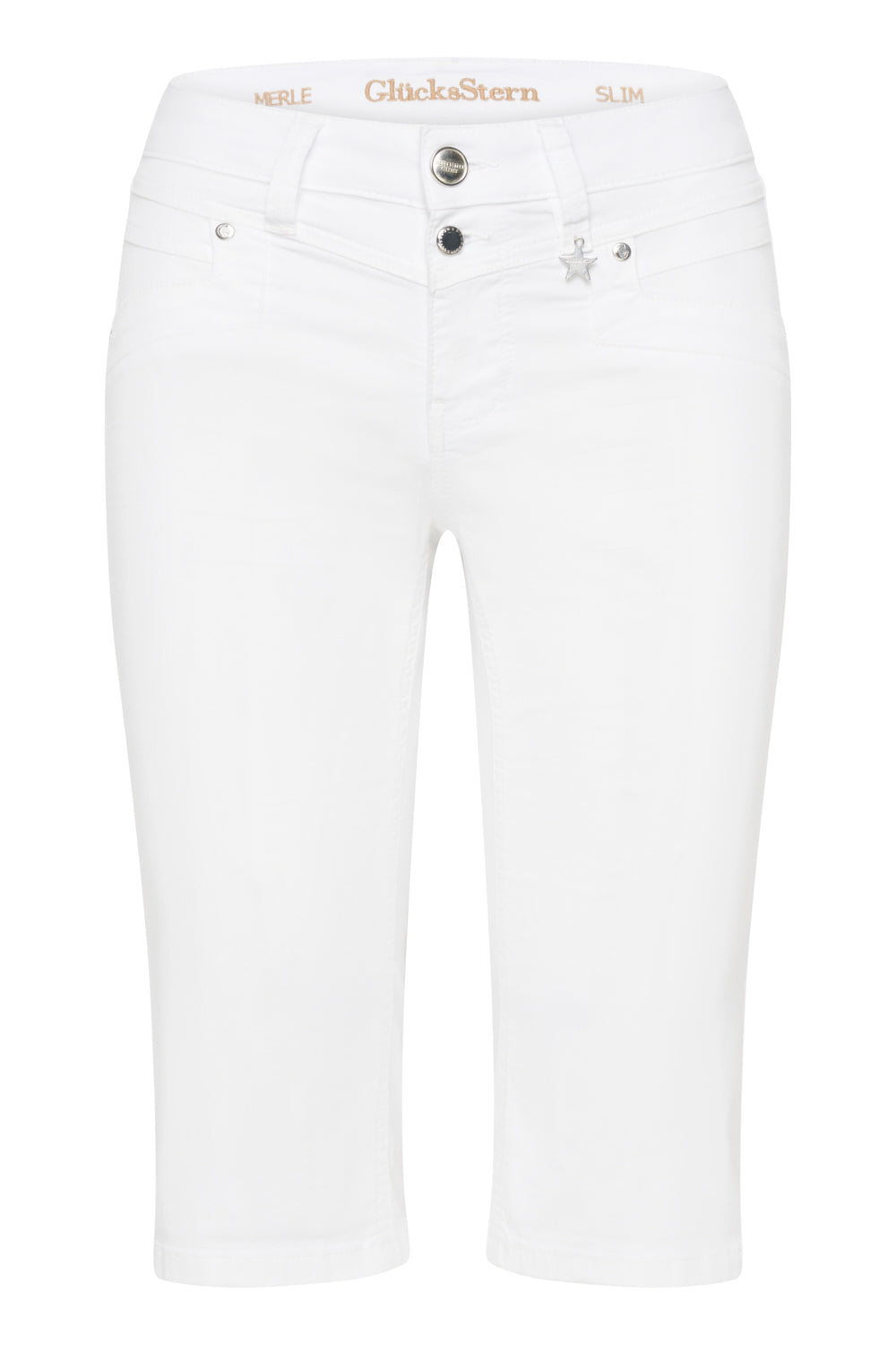 Merle Slim Fit Bermuda – Royalweiß & Baumwoll-Stretch, mittlere Leibhöhe
