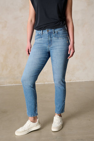 Tina Straight Leg Jeans – Elderberry & Light Denim, High-Waisted