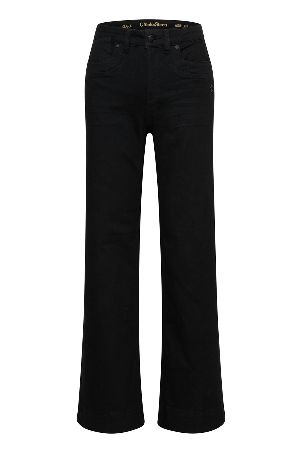 Clara Wide Leg Jeans – Mandelschwarz & Soft Denim, hohe Leibhöhe