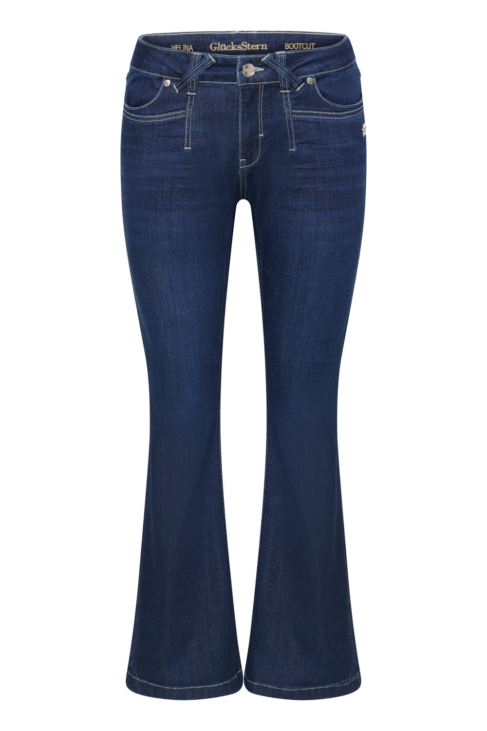 Melina – Bootcut Jeans in Lagungenblau mit mittlerer Leibhöhe