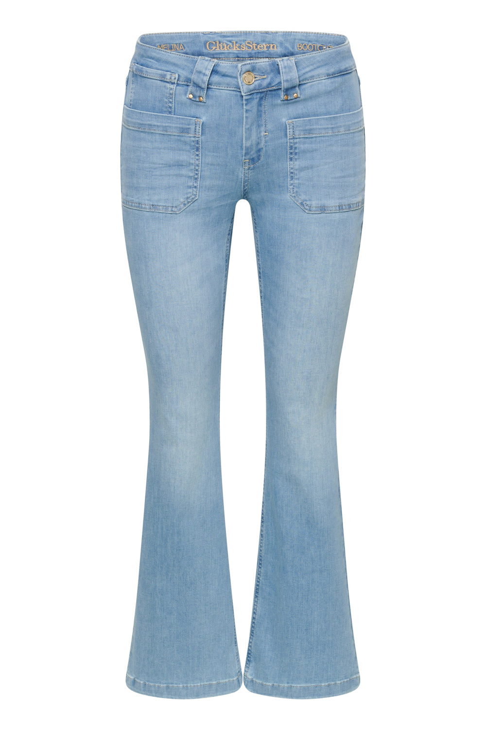 Melina – Bootcut jeans in elderberry blue with a mid-rise waist