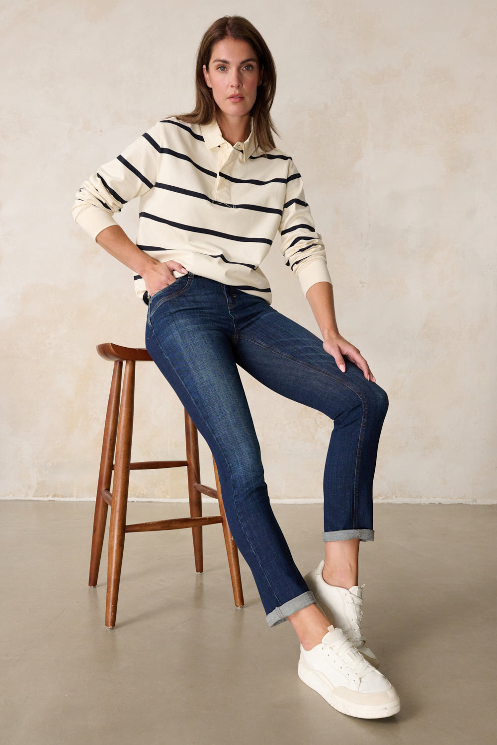 Celina – Slim Fit Jeans in Rheinblau mit hoher Leibhöhe