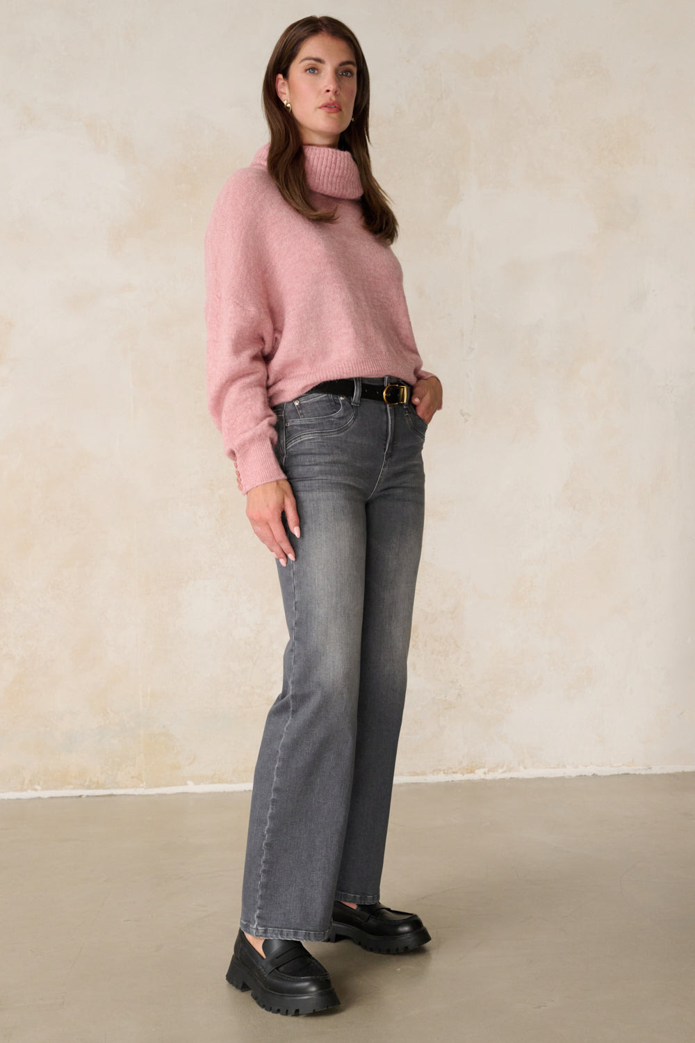Clara - Jeans Flared – Edelgrau