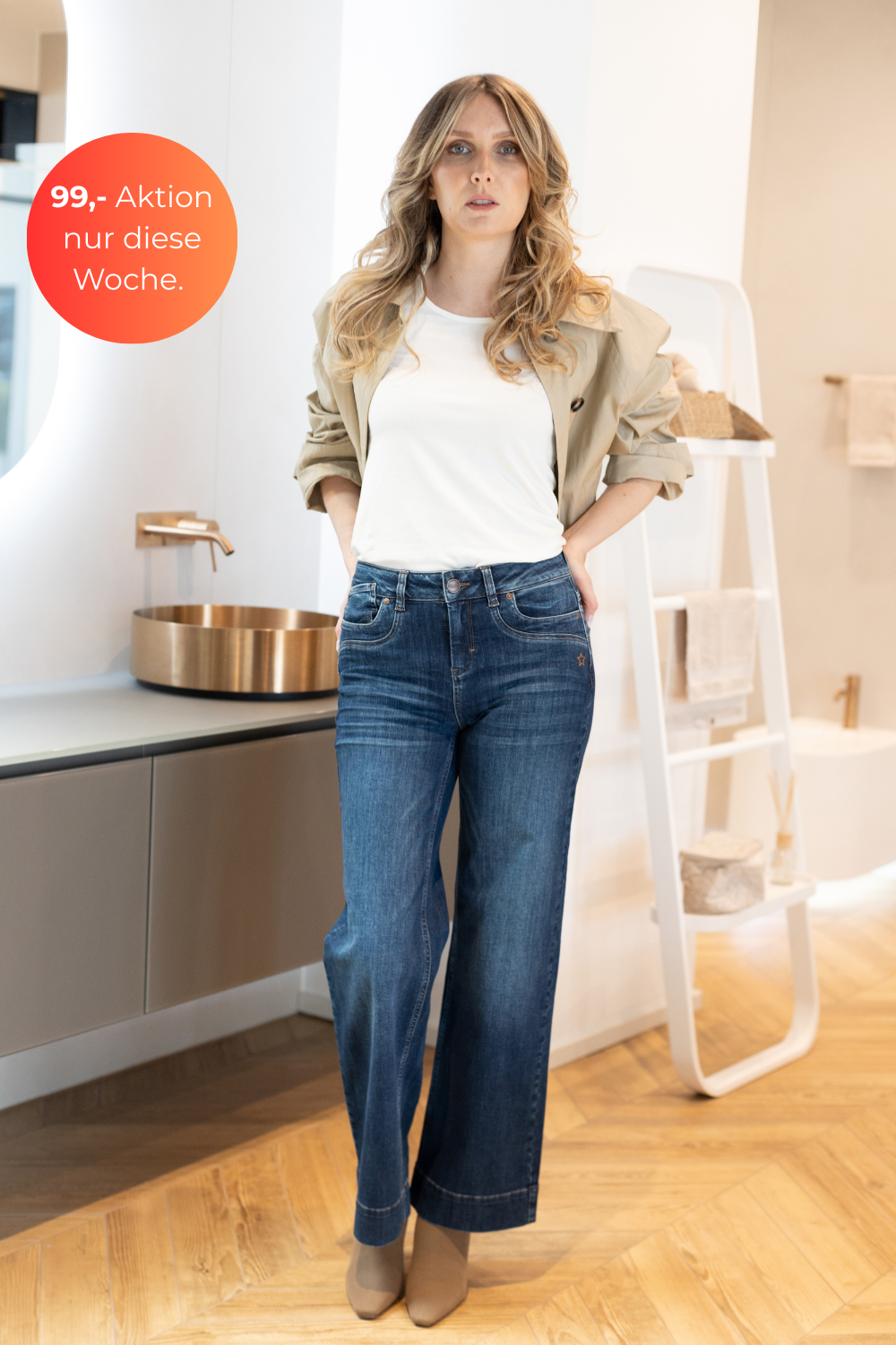 Clara - Jeans Flared – Donaublau