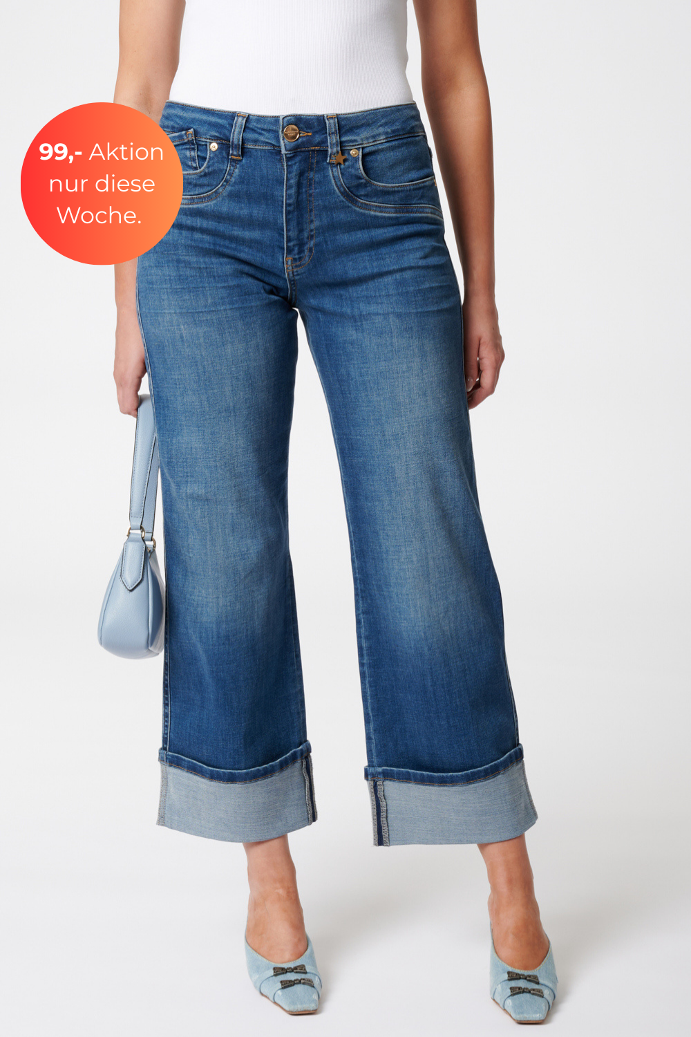 Clara - Jeans Flared – Mittelblau