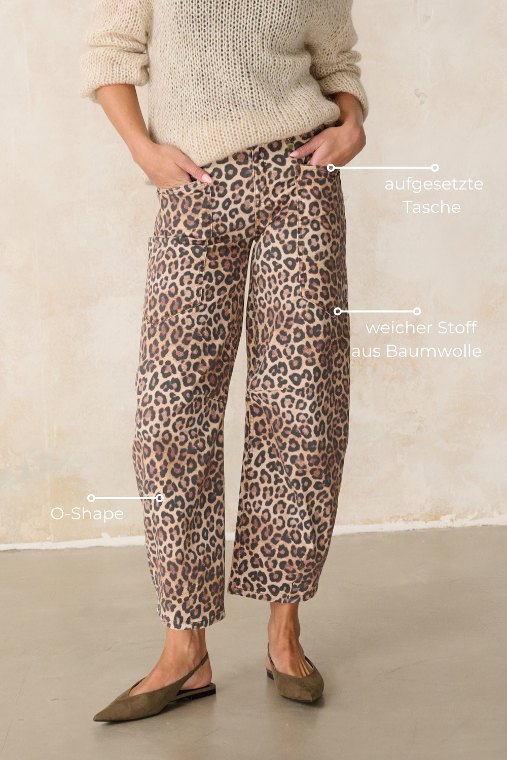 Serena – Barrel Jeans in Leobeige mit hoher Leibhöhe